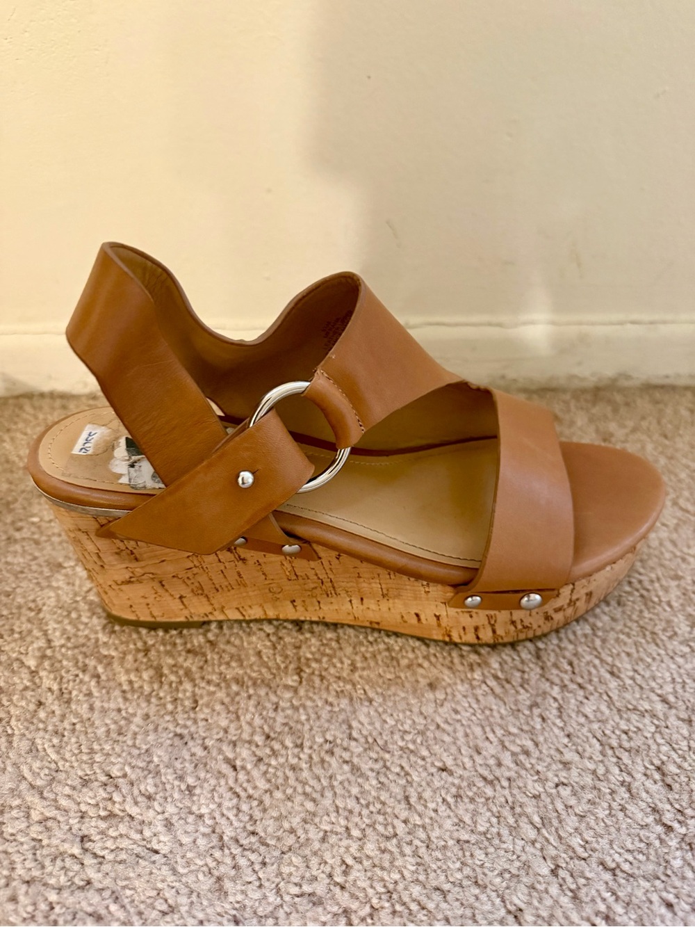 Marc Fisher Rana Leather Cork Slingback Wedge, 8.5